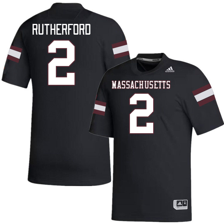 Massachusetts Minutemen #2 Isaiah Rutherford College Football Jerseys Stitched-Black